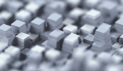 Abstract Gray Cubes Arrangement