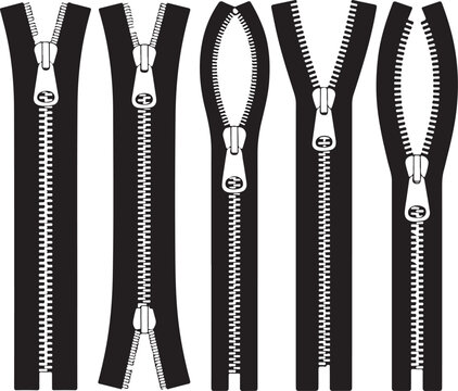Zipper Fasteners Vector Illustration Technical Cad Drawing Template