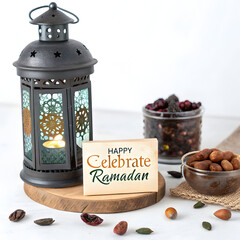 Ramadan Celebration with Traditional Lantern, Dates, and Festive Decor