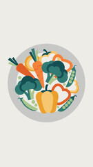 Fototapeta premium Healthy Vegetable Plate: A Colorful Array of Fresh, Organic Produce Ready to Enjoy