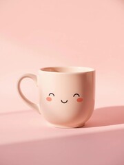 A charmingly offbeat mug, bathed in soft pastel washes, its form a playful whisper against a serene backdrop,  morning light,  pastel hues