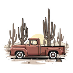 Desert landscape with sand dunes at sunrise or sunset.