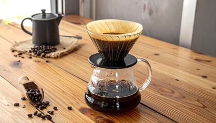 Coffee Brewing in Pour Over Coffee Maker.