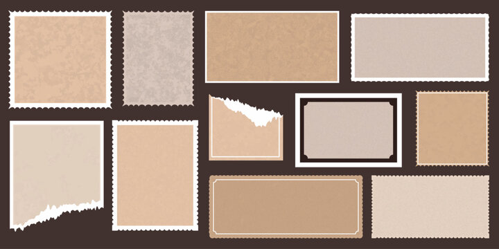 Old vintage craft paper elements, antique parchment scraps with weathered textures isolated set