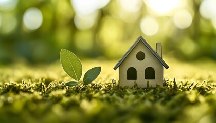 Sustainable Living Concept A Cozy Tiny House Surrounded by Lush Greenery and Vibrant Nature