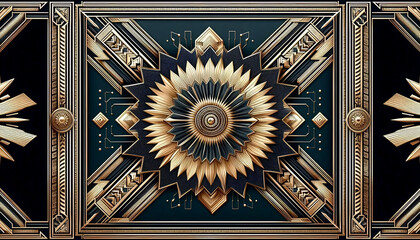 Obraz premium An Art Deco geometric sunburst seamless pattern, Ai generated image