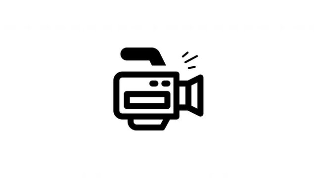 Video Camera Icon Animation on White.