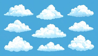 Cumulus Cloud Formations Against Bright Blue Sky for Weather Study, Atmospheric Science, and Educational Illustration