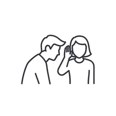 Man Whispering Secret to Woman Line Icon Concept.