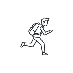 Fototapeta premium Minimalist Line Art Illustration of a Person Running with a Backpack.