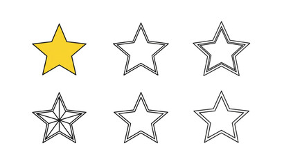 Obraz premium Star icons set in filled outline line and stroke styles flat vector isolated on transparent background