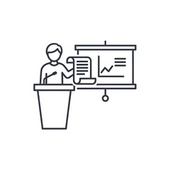 Public Speaking and Presentation Line Icon.
