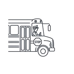 School Bus Driver Line Icon Vector Illustration.