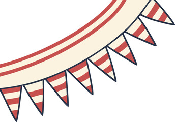 Celebratory pennant banner in red and white stripes Vector
