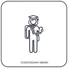 Student Abroad Icon Line Art Illustration.
