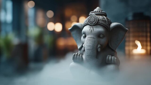 Meditating Ganesha Statue Serene Hindu Deity Sculpture for Yoga & Spirituality.