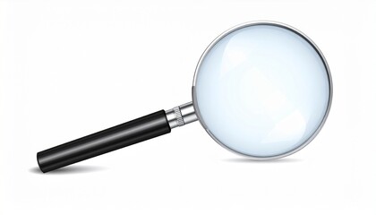 Magnifying Glass with Blue-Tinted Lens on White Surface Symbolizing Inspection, Analysis, and Close Examination Tools