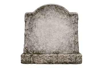 Gravestone with blank weathered surface, providing space for custom text, isolated with transparent background