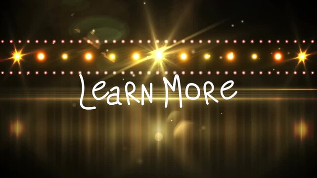 Animation of learn more over yellow scenic lights