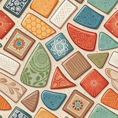 a background made up of a variety of ceramic mosaics