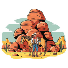 Desert landscape with sand dunes at sunrise or sunset.