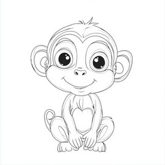 Obraz premium Charming Baby Monkey in a Playful Pose, Captivating Expression of Innocence and Delightful Joy