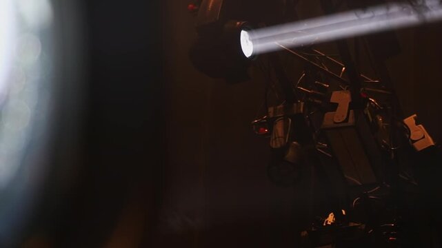 Special spotlight illuminates auditorium for public events. Equipment improves visibility of musicians and creates dramatic atmosphere