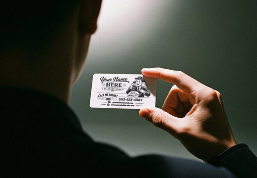 Business Card In Hand Mockup