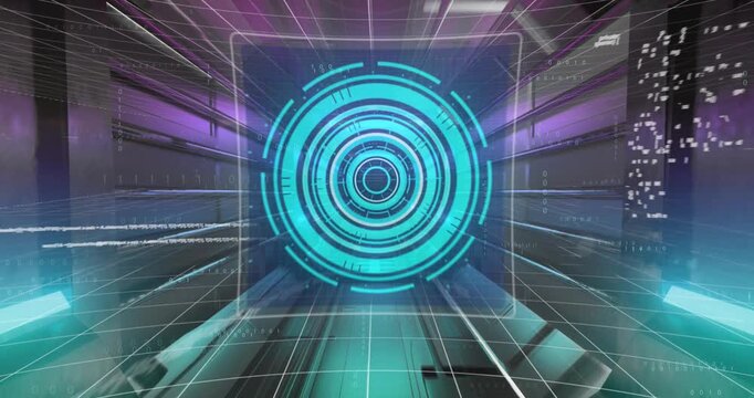 This animation shows binary coding and data processing moving over a transparent background