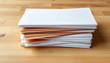 Stack of blank white paper and brown kraft envelopes,  information,  shipping