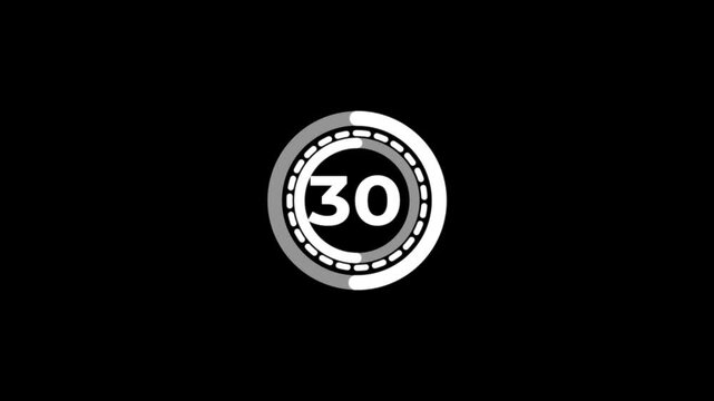 Countdown timer 1 minute animation. 60 to 0 second with circle animation on white background. 4K video