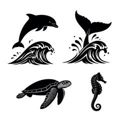 Marine Animal Silhouette Vector