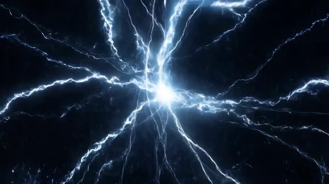 Intense energy burst: dynamic light explosion with electric sparks