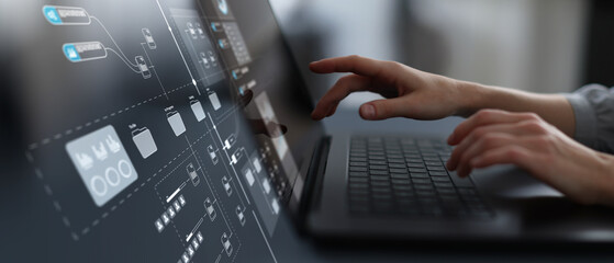 Digital Workflow Management Interface with Automated Data Processing and File Systems.