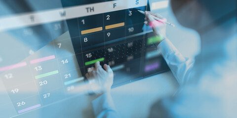 Project Management and Schedule Planning Displayed on a Digital Calendar Interface.