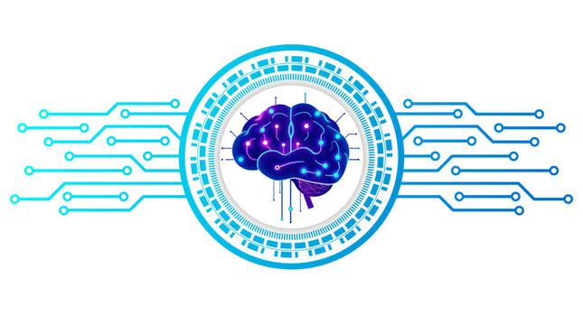 Futuristic Digital Brain with Neural Pathways and Circuit Board Elements Illustrating Ai Concepts