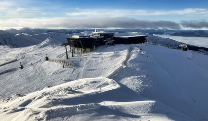 Slovakia winter mountain in Low Tatras from peak Chopok