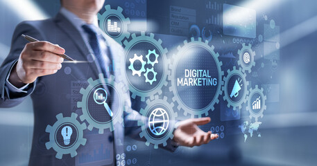 Digital marketing, Online advertising, SEO, SEM, SMM. Business and internet concept.