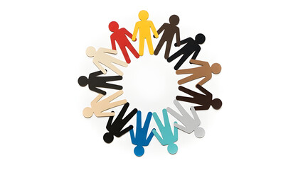 A diverse circle of figures holding hands, symbolizing unity and togetherness