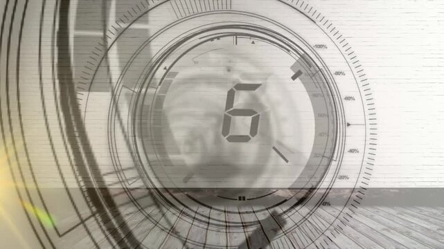 Animation of counting on grey background with lights
