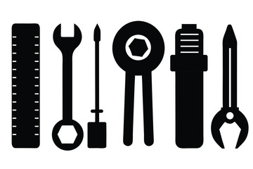 Mechanic Shop Tool Silhouettes for Automotive Repair