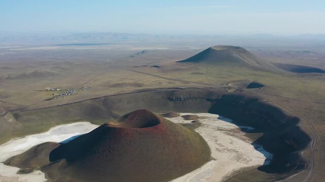 Aerial Video of Meke Crater Lake with Central Island