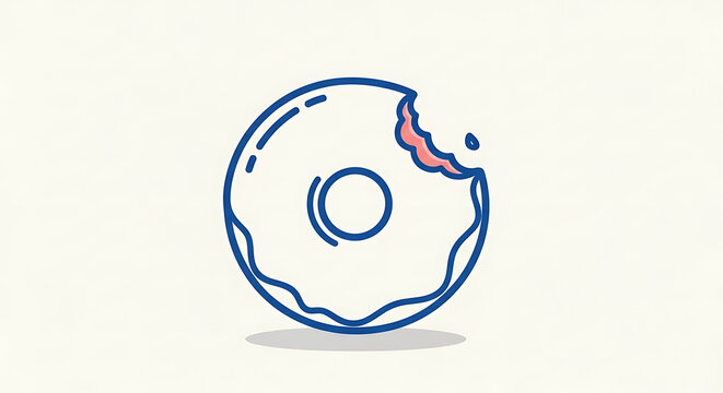 Minimalist bitten donut vector illustration on white background