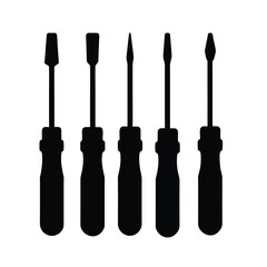Screwdriver Set Silhouettes for Repair and Maintenance