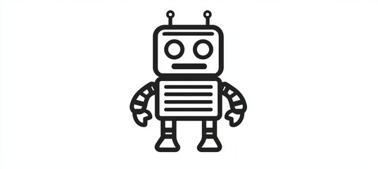 Cute and Whimsical Retro Robot Illustration for Coloring Book Page, Fun Doodle Design for Kids