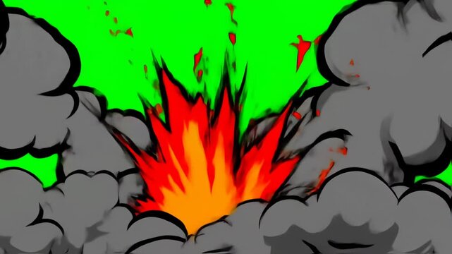 Explosion Scene with Fire and Smoke