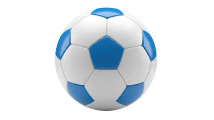 Blue and white soccer ball