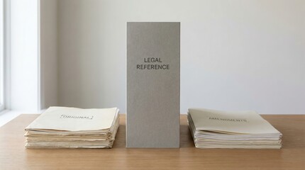 Gray Legal Reference Book Between Stacks of Documents