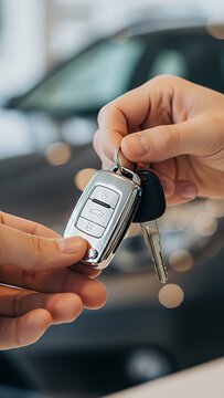 Car keys being handed over to new owner second hand vehicle purchase or rent key car vehicle automobile transport security transportation electronic unlock lock buy driver keys