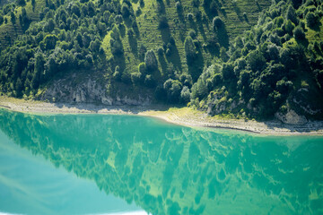 turquoise water and mountains